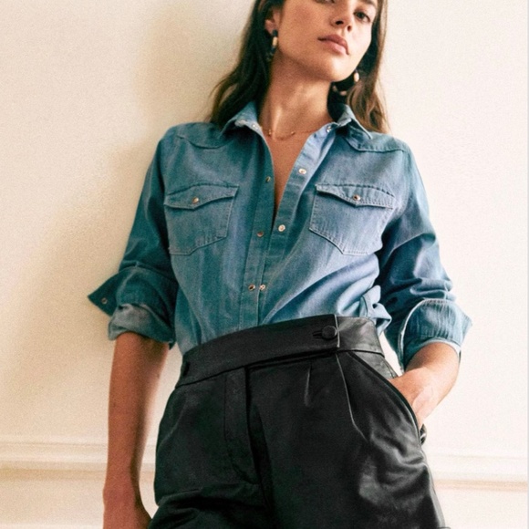 NWT Sezane William Shorts size 32 100% Lamb leather - Picture 3 of 4